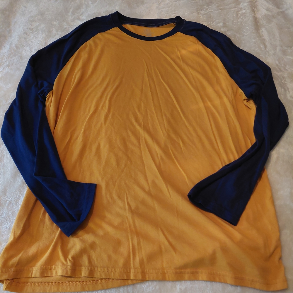 Men's Yellow and Blue Long Sleeve Shirt